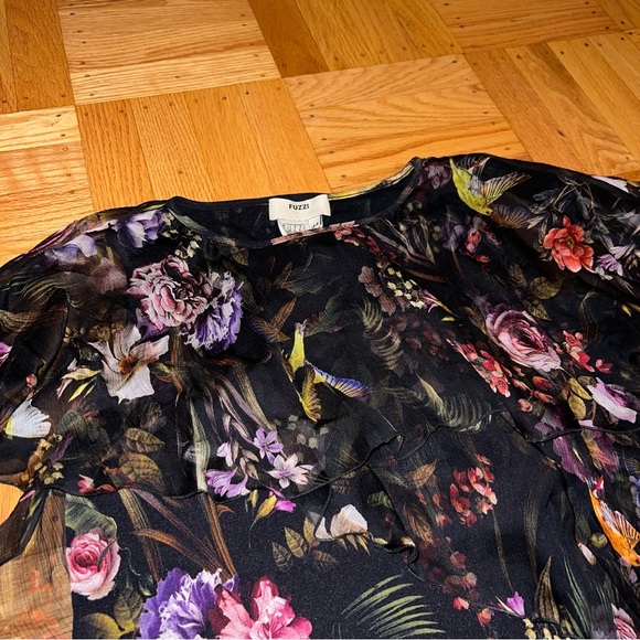 NWT Orig $595 Fuzzi Ruffled Floral Mesh Sleeveless Blouse Top Sz 44 M Gaultier - Picture 3 of 5